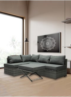 Generic Empire Furniture  4 Piece Patio Lounge Set with Cushions Gray Poly Rattan,Stylish Patio Lounge Set with Durable Poly Rattan and Comfortable Cushions for Relaxation and Dining Outdoor Furniture Set  - Image 2