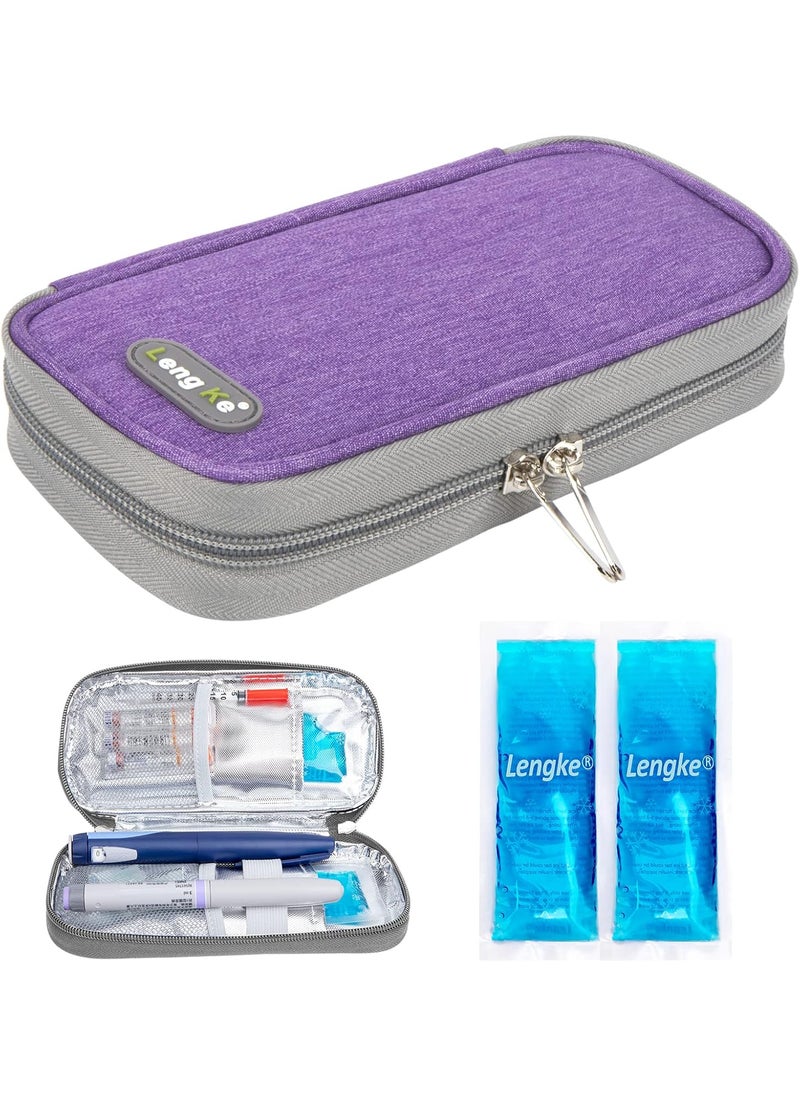 YOUSHARES YOUSHARES Insulin Cooler Travel Case - Diabetes Care Insulated Organizer Portable Cooling Bag for Insulin Pen and Medication Diabetic Case Supplies with 2 TSA Approved Ice Pack (Purple) 