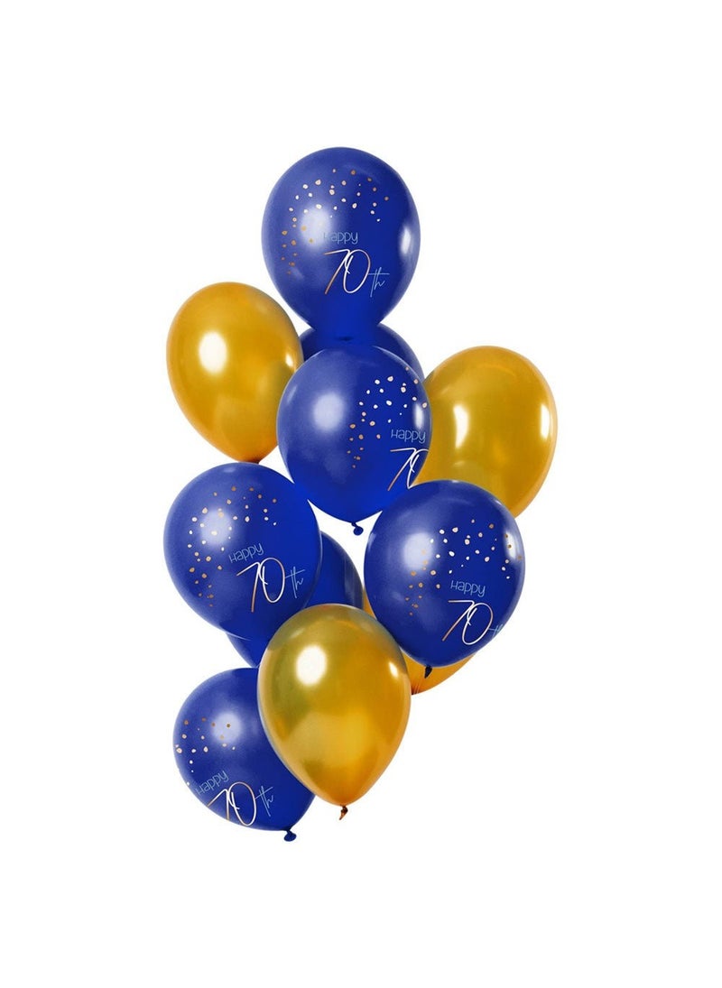 Folat Happy 70th Balloons Blue Gold 30 cm 12-pack