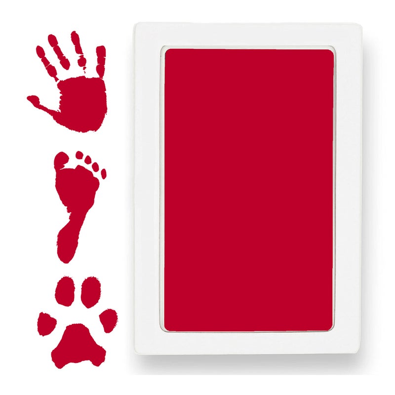 Large Clean Touch Ink Pad for Baby Handprints and Footprints  Inkless Infant Hand  Foot Stamp  Safe for Babies Doesnt Touch Skin  Perfect Family Memory or Gift Red Print Kit by Tiny Gifts