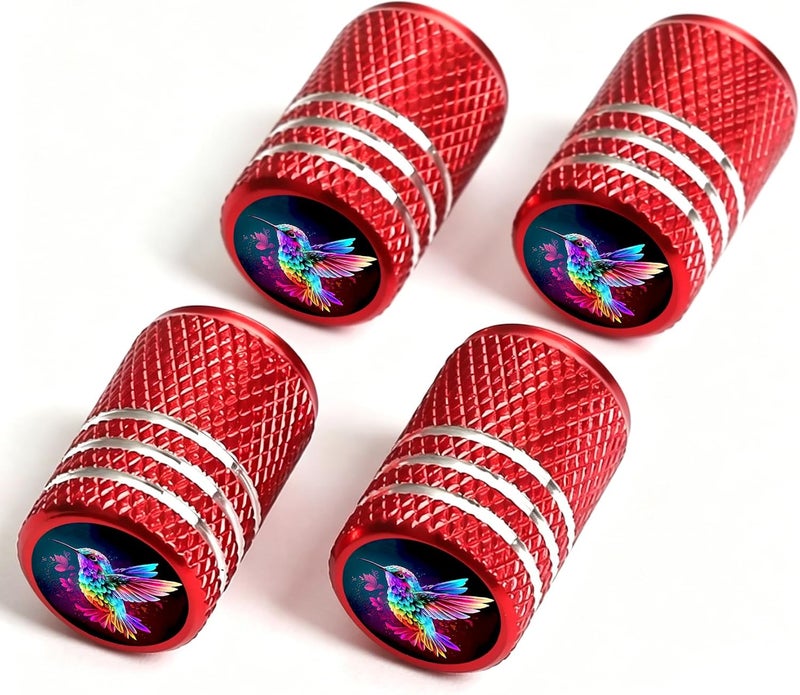DoYoMo 4pcs Red Valve Stem Caps Hummingbird Tire Air Caps Aluminum Car Valve Stem Cover Cover for Auto SUV Truck Bicycle Motorcycle Corrosion Proof Universal Cars Accessories Hummingbird Gifts for Women Men - Image 1