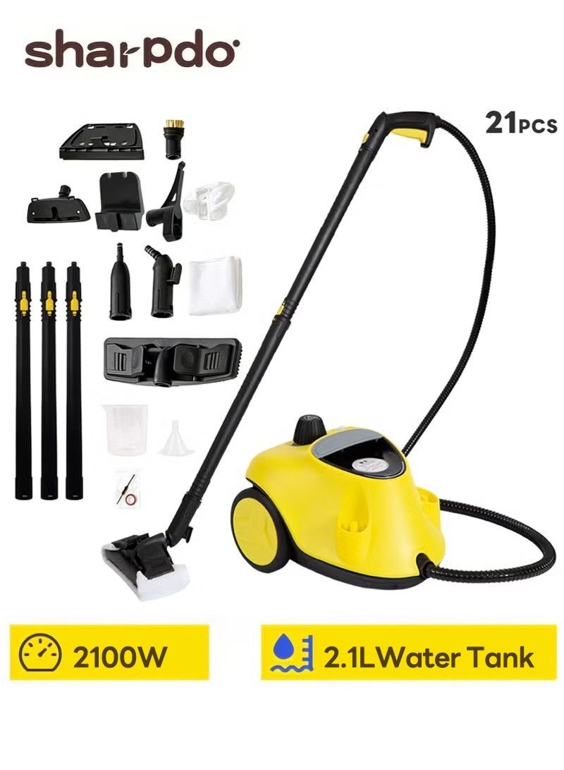 Sharpdo 2100W Steam Cleaner, Multi-Purpose Mop,5 Bar High Pressure Pressurized Steam Cleaning Machine, 2.1L 304 Stainless Steel Tank, 70 Mins Continuous Steam, Fast Preheating Chemical-Free Deep Clean with 21 Accessories, Multifunctional for Floor, Tile, Upholstery, Kitchen, Bathroom, Car Interior - Image 1