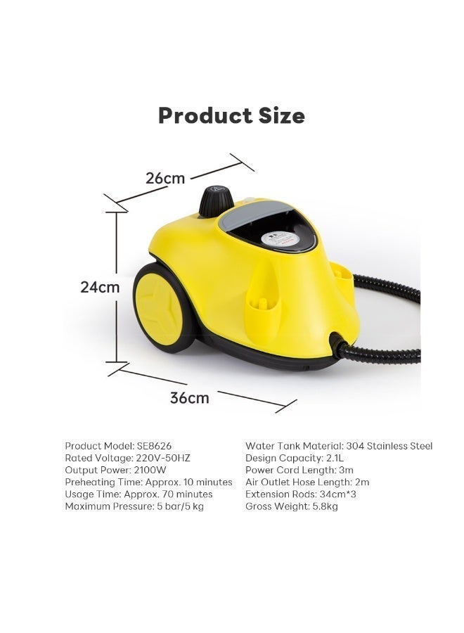 Sharpdo 2100W Steam Cleaner, Multi-Purpose Mop,5 Bar High Pressure Pressurized Steam Cleaning Machine, 2.1L 304 Stainless Steel Tank, 70 Mins Continuous Steam, Fast Preheating Chemical-Free Deep Clean with 21 Accessories, Multifunctional for Floor, Tile, Upholstery, Kitchen, Bathroom, Car Interior - Image 3