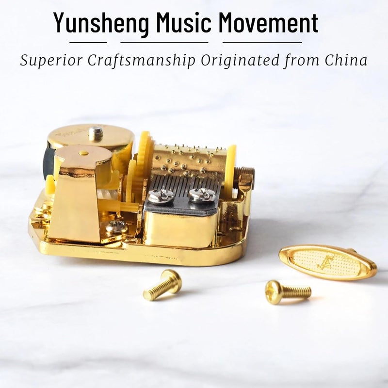 Gueiddi Store Music Box Mechanism, Gold Clockwork Wind-Up Movement for DIY Musical Boxes and Figurines, 18 Note Swan Lake, Metal Silver-Plated, Easy Installation for Adults and Kids - Image 3