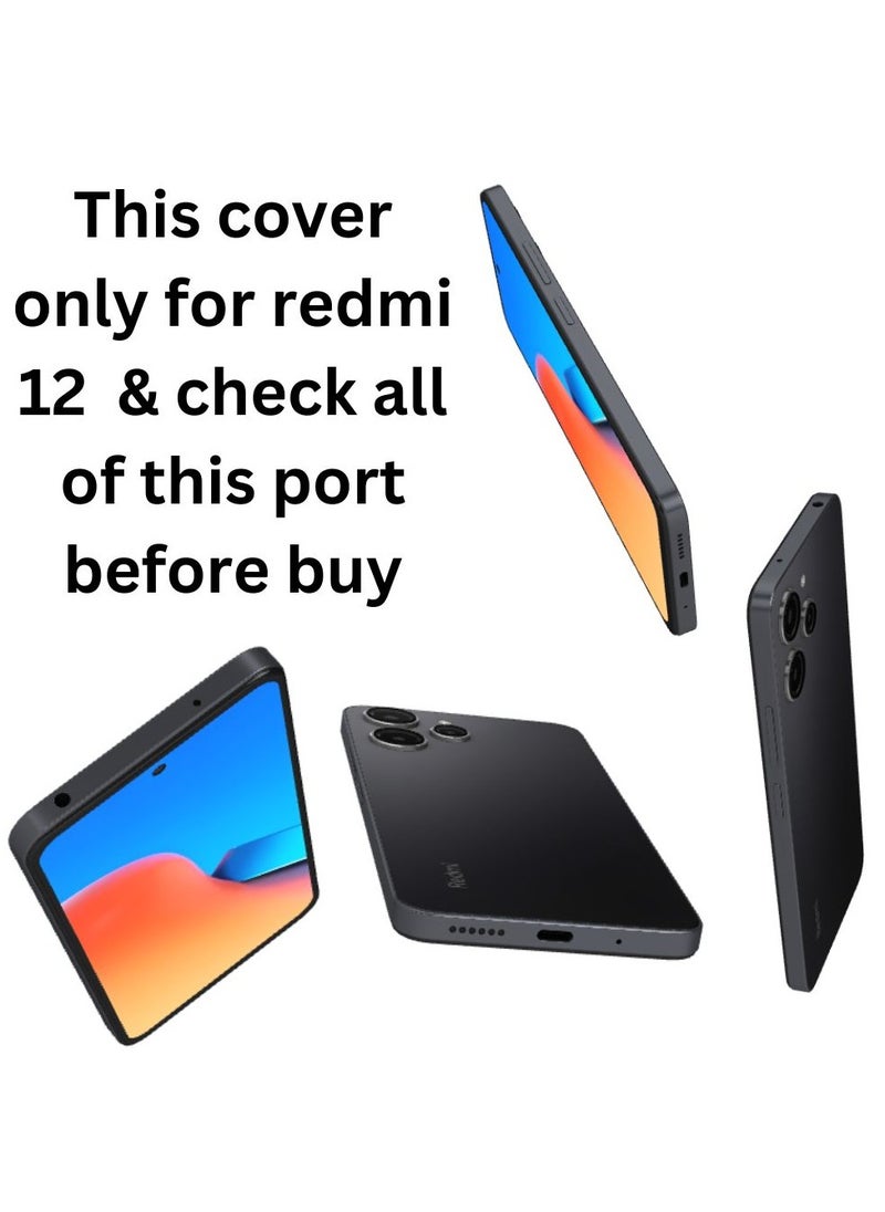 Redmi 12 4G(Not For Redmi Note 12)- 2-Pack Matte Silicone Case Cover - Slim, Colorful, Good Grip (Black, Blue)