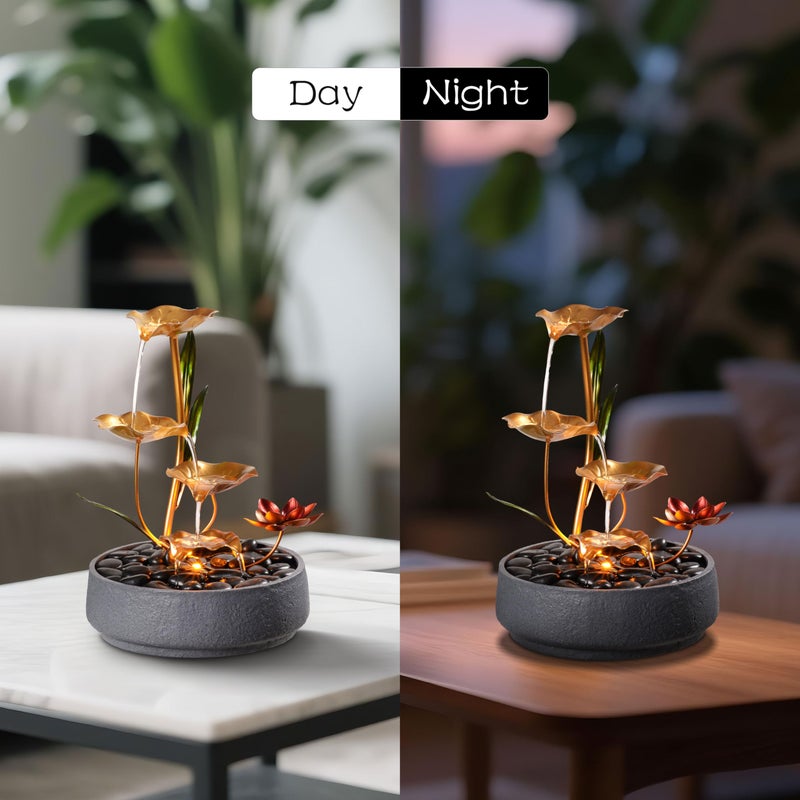 Haobos Indoor Tabletop Fountain Exquisite Meditation Desk Water Fountain Decorative Zen,4-Tier Lotus Desk Fountain,Home/Office Decor Housewarming Gift for Momï¼ˆ23154ï¼‰ - Image 5