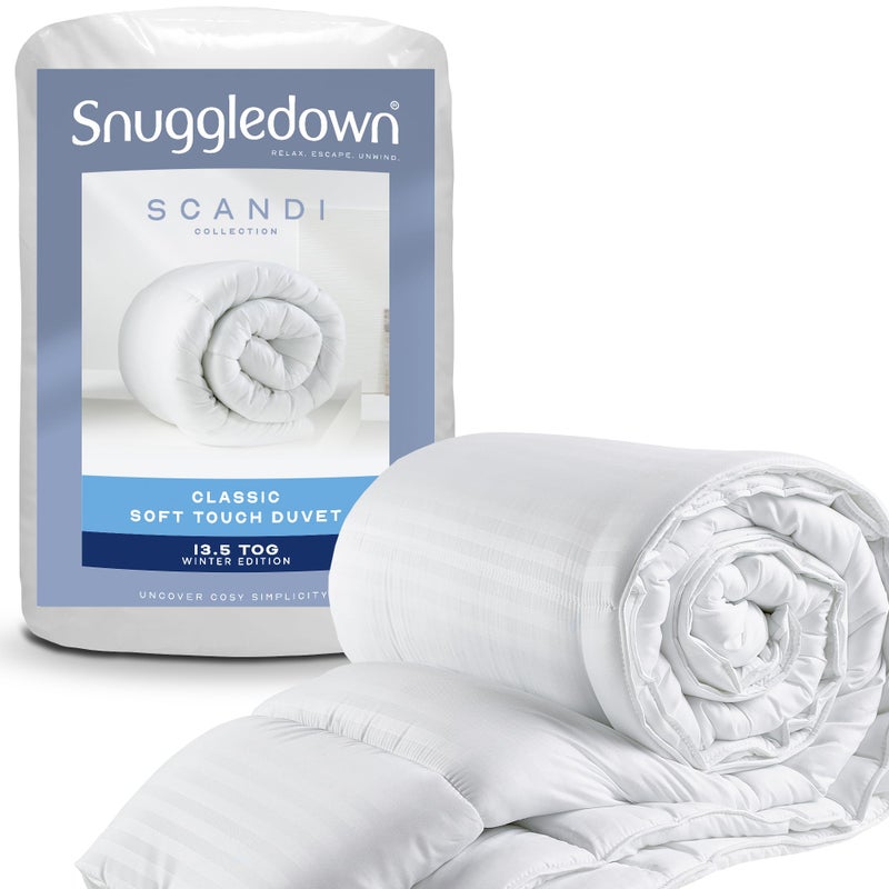 Snuggledown Soft Touch King Size Duvet 135 Tog  Extra Warm Thick  Cosy Winter Quilt for Chilly Nights  UKMade Satin Striped Cover NonAllergenic Machine Washable 225 x 220cm