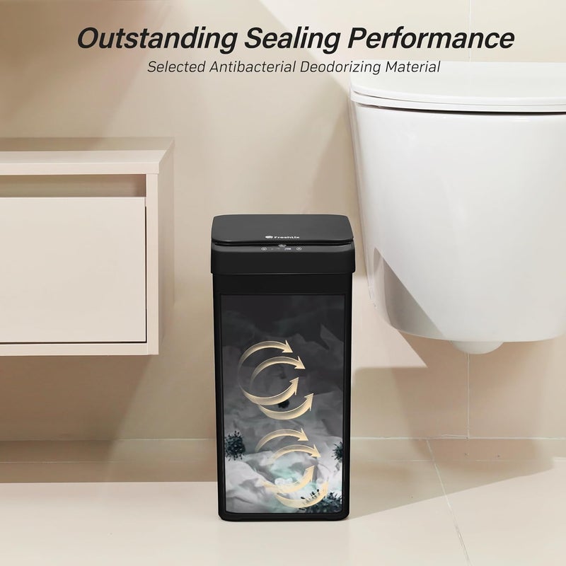 FRESHLIX Bathroom Automatic Trash Can, 4 Gallon Touchless Motion Sensor Small Garbage Can with Lid Smart Electric Narrow Waterproof Garbage Bin for Bedroom Office, Black - Image 5