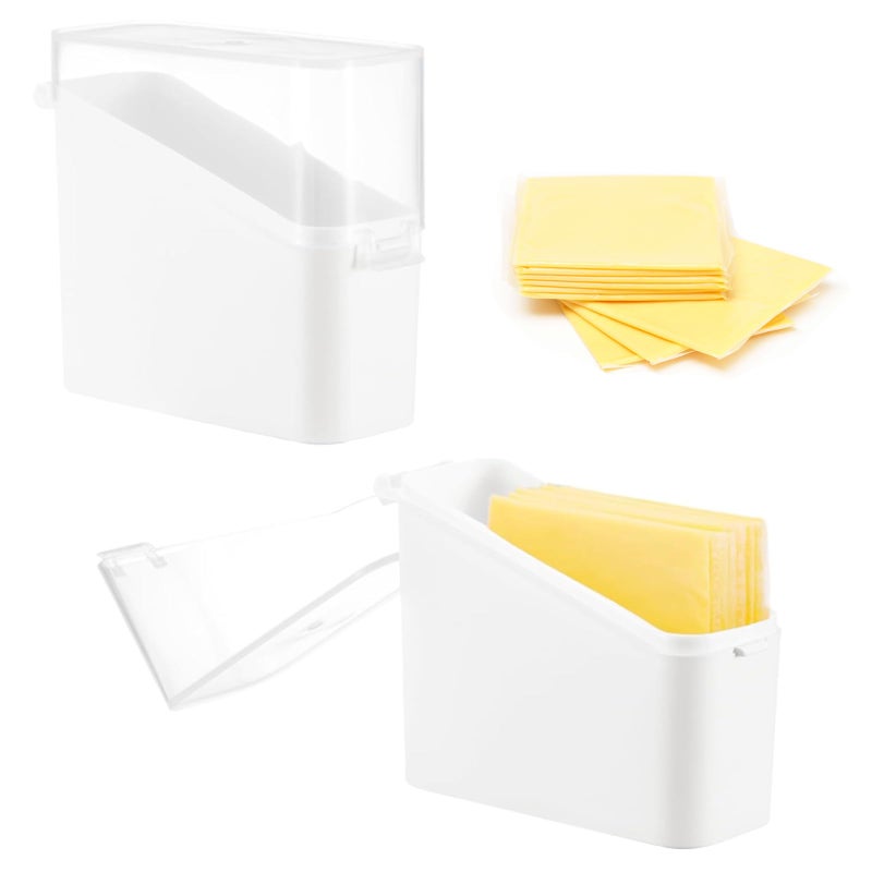 MXYEVL Sliced Cheese Container for Fridge, 2Pcs Clear Airtight Slice Holder Container for Slice Cheese Storage - Image 1