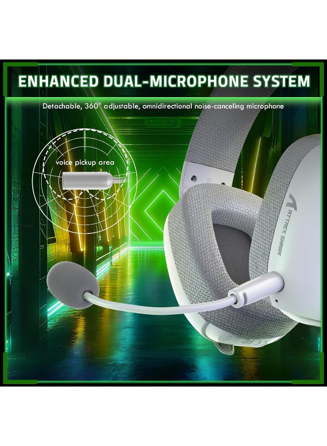 هجوم القرش ATTACK SHARK L80PRO Wireless Gaming Headset - White - Image 5