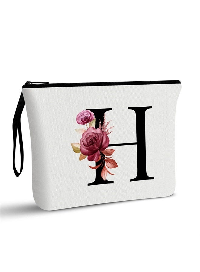 Vavabox A-Z Personalized Makeup Bag,Birthday Gifts for Women Mom,Gifts for Best Friend,Bride Bridesmaid Cosmetic bag (H) - Image 1