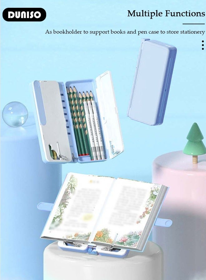 DUNISO 3 in 1 Book Stand Holder for Kid, Foldable Writing Case Book Rack and Drawing Board with Sticker for Kids,  Heights Adjustable Portable Book Holders for Textbook Phone Ipad Boys and Girls - Image 2