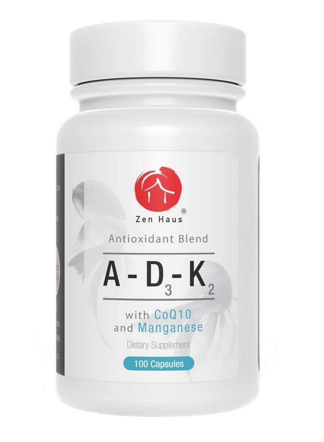 Zen Haus Adk Vitamin Supplement With Network Antioxidants A D3 K2 (Mk7 Nonsoy) And E With Coq10 And Alpha Lipoic Acid For Vision Strong Bones And Teeth And Immune Support D3 Complex - Image 1