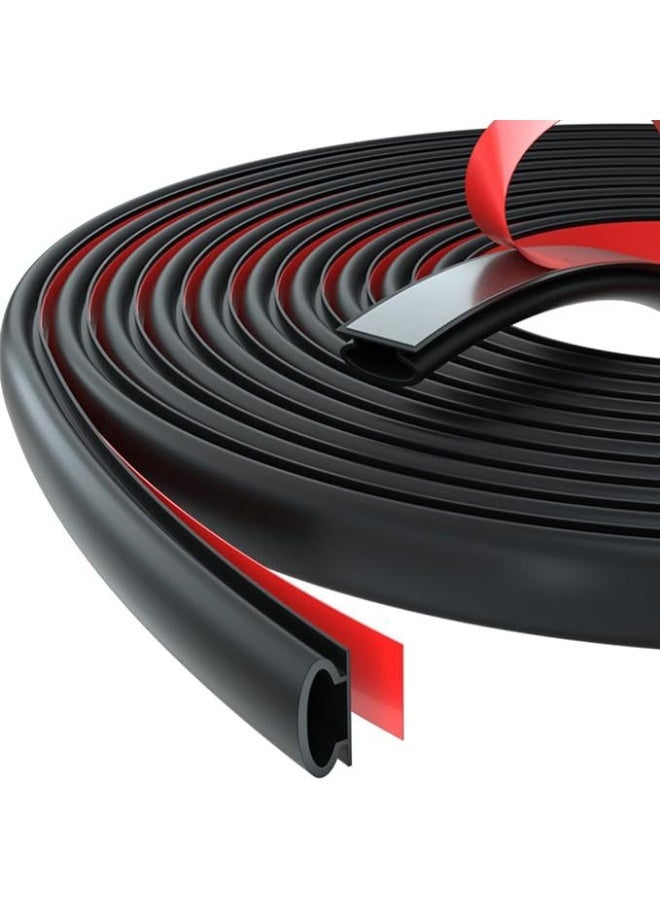 Door Seal Strip Door Weather Stripping Self-Adhesive Rubber Door Insulation Weather Strip for Window and Door Soundproofing D Shape Weatherstripping for Door Frame Gap Blocker 10 * 6 black 6-meter roll +adhesive aid - Image 1