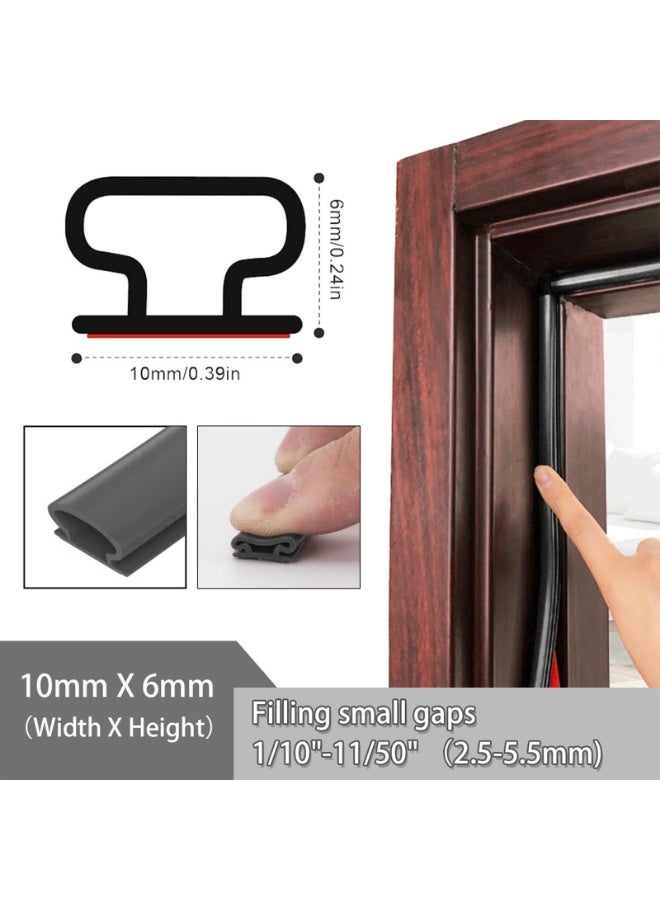 Door Seal Strip Door Weather Stripping Self-Adhesive Rubber Door Insulation Weather Strip for Window and Door Soundproofing D Shape Weatherstripping for Door Frame Gap Blocker 10 * 6 black 6-meter roll +adhesive aid - Image 2