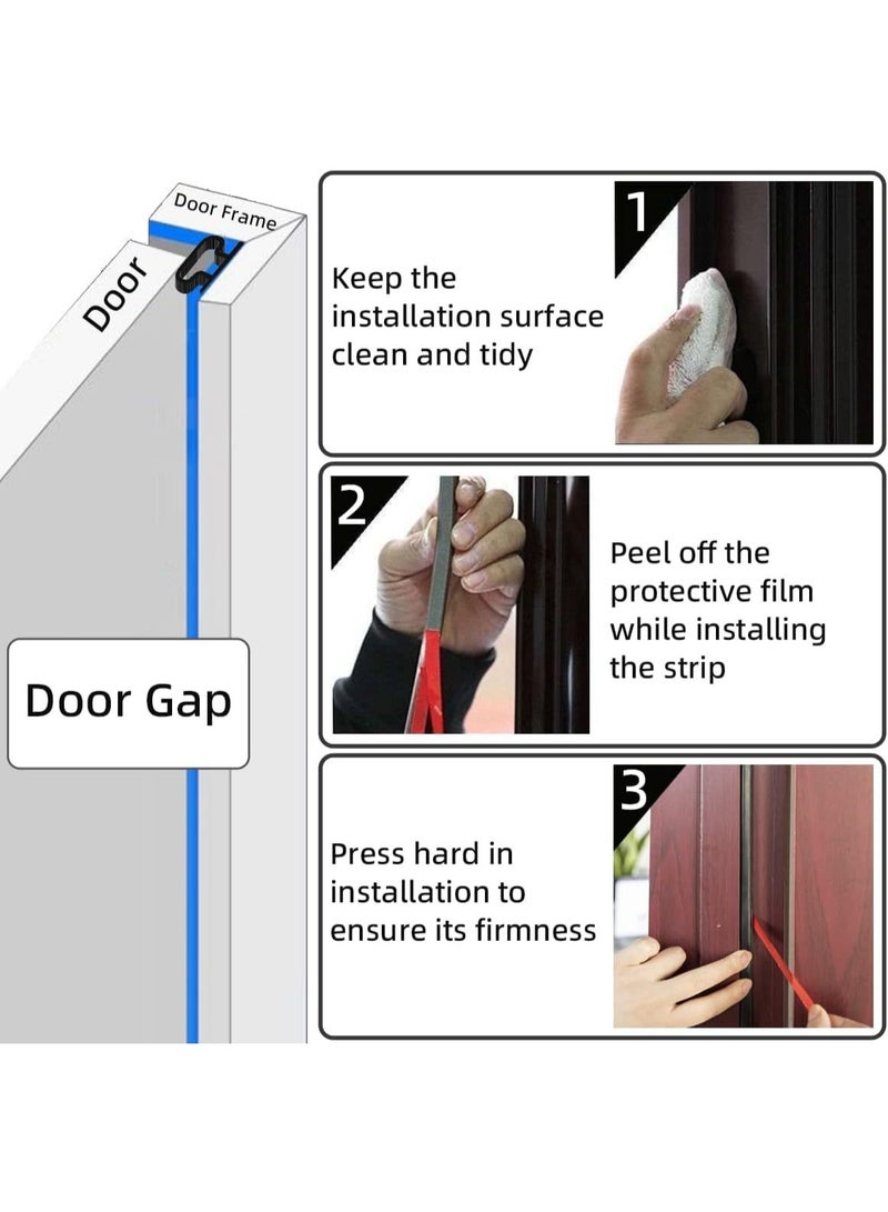 Door Seal Strip Door Weather Stripping Self-Adhesive Rubber Door Insulation Weather Strip for Window and Door Soundproofing D Shape Weatherstripping for Door Frame Gap Blocker 10 * 6 black 6-meter roll +adhesive aid - Image 3