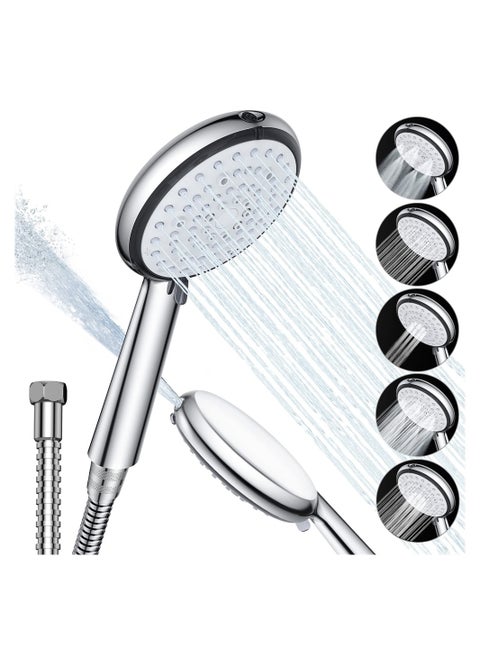 High Pressure Handheld Shower Head with 6 Versatile Spray Modes Chrome Finish Water Saving Filter Included