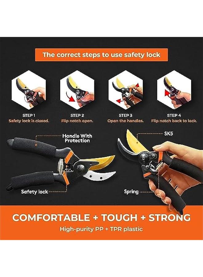 MOXO 8 Professional  Bypass Pruning ShearsPremium Titanium Garden Shears Tree Trimmers SecateursHand Pruner Garden ShearsClippers For The Garden Bonsai Cutters Loppers - Image 4