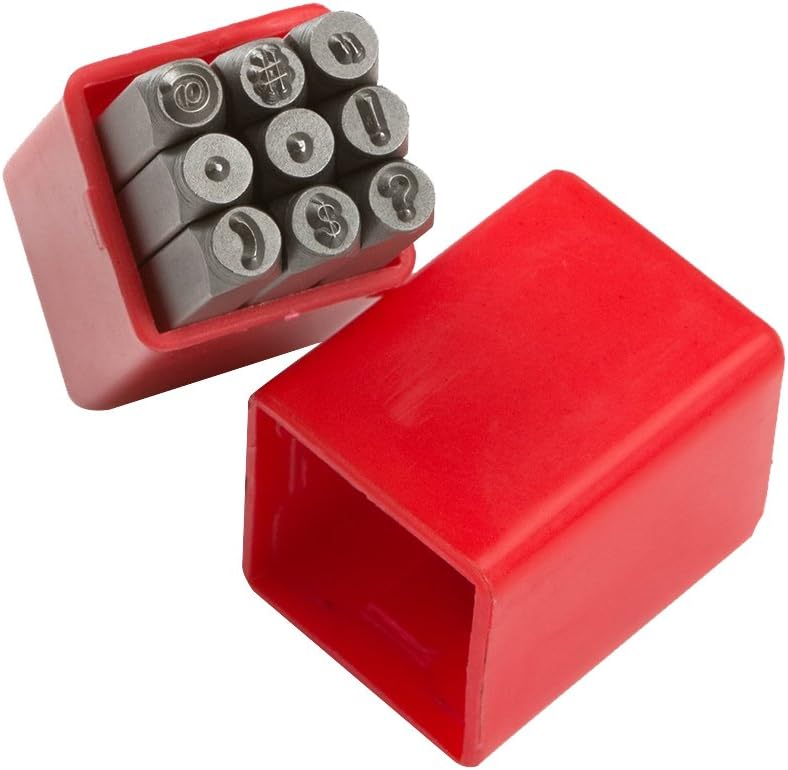 klarako 9 Pieces 4mm Metal Stamp Punctuation Set Punchs Carbon Steel Stamping Tool Case Craft Die Maker - Image 1