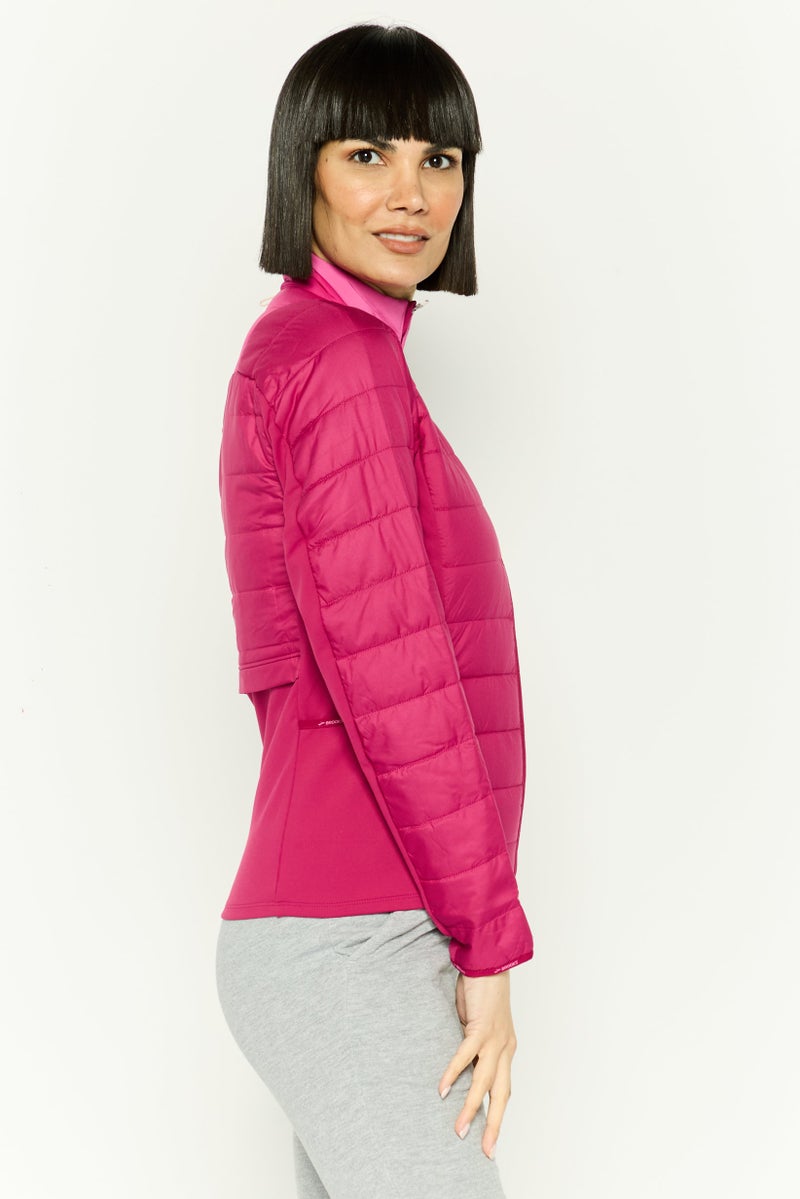 Brooks جاكيت خارجي طويل الأكمام للنساء، رياضي، وردي داكن - Image 3