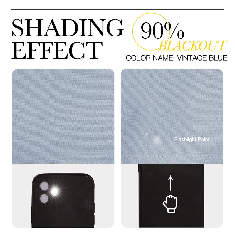 NICETOWN Vintage Blue Blackout Curtains 45 inches Length for Cafe, 2 Panels, 34" Wide, Thermal Insulated Decoration Drapes for Small Window - Image 5