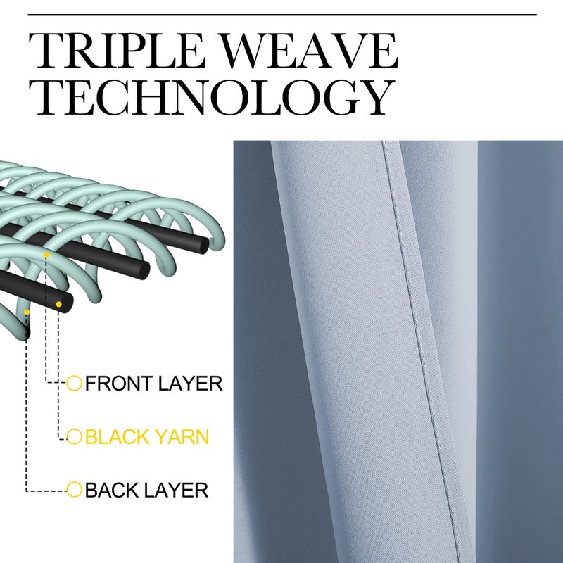 NICETOWN Vintage Blue Blackout Curtains 45 inches Length for Cafe, 2 Panels, 34" Wide, Thermal Insulated Decoration Drapes for Small Window - Image 4