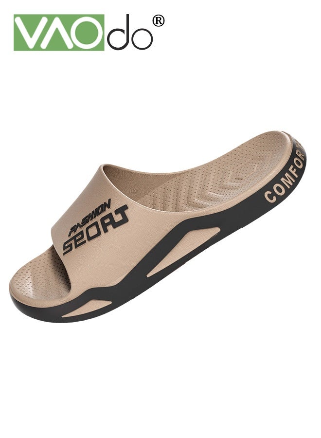 VAOdo Men's Slippers House Slides Shower Sandals Thick Sole Non-slip Slip On Fashion Outdoor Beach Slippers Ultimate Comfort Lightweight Thick Sole Beige - Image 1