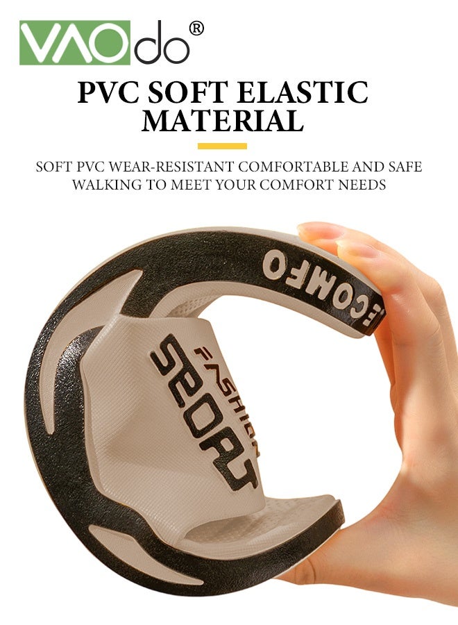 VAOdo Men's Slippers House Slides Shower Sandals Thick Sole Non-slip Slip On Fashion Outdoor Beach Slippers Ultimate Comfort Lightweight Thick Sole Beige - Image 4