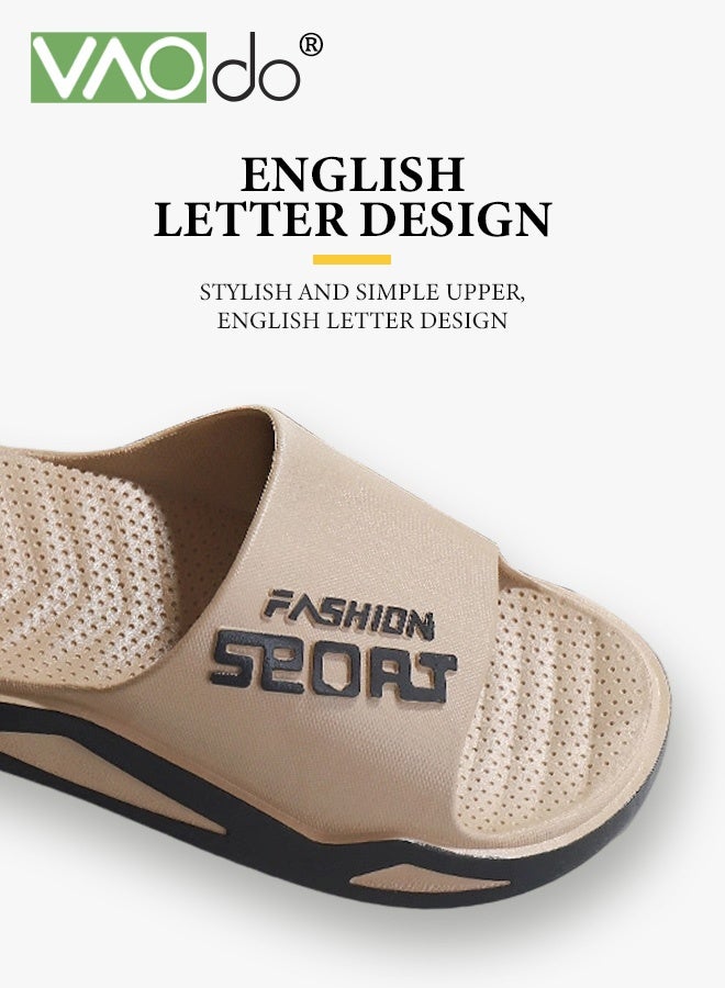 VAOdo Men's Slippers House Slides Shower Sandals Thick Sole Non-slip Slip On Fashion Outdoor Beach Slippers Ultimate Comfort Lightweight Thick Sole Beige - Image 5