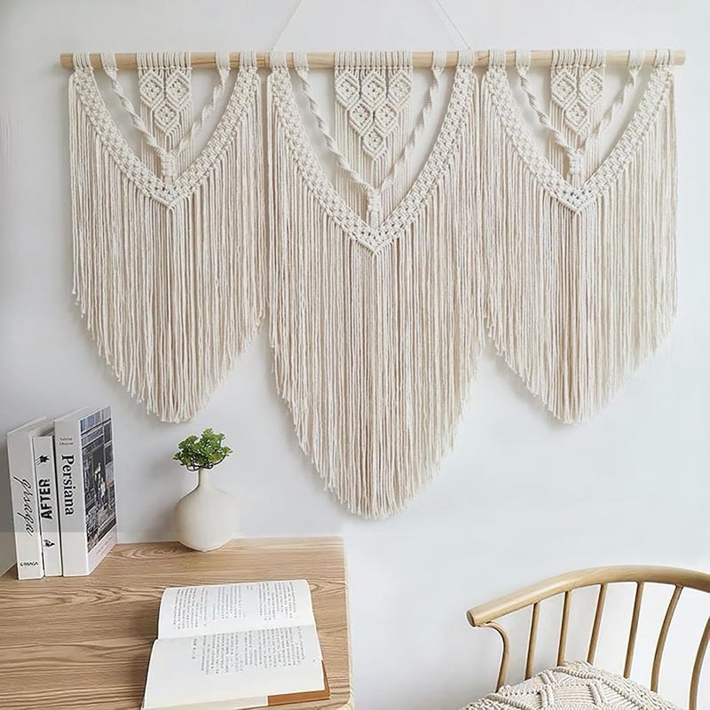 Achart Macrame Wall Hanging Large- Boho Wall Decor- Large Wall Art- Wall Decor Living Room- Macrame Tapestry Boho Decor for Bedroom (Beige-C) - Image 3