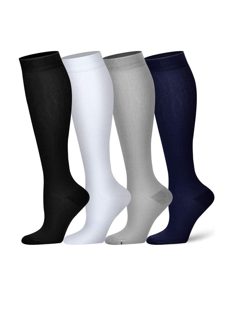 SYOSI Compression Socks, 4 Pairs for Women and Men, Athletic, Travel, Running, Fitness, Flight Socks, Reduce Calf Pain Faster Recovery(Multicolors)  - Image 1
