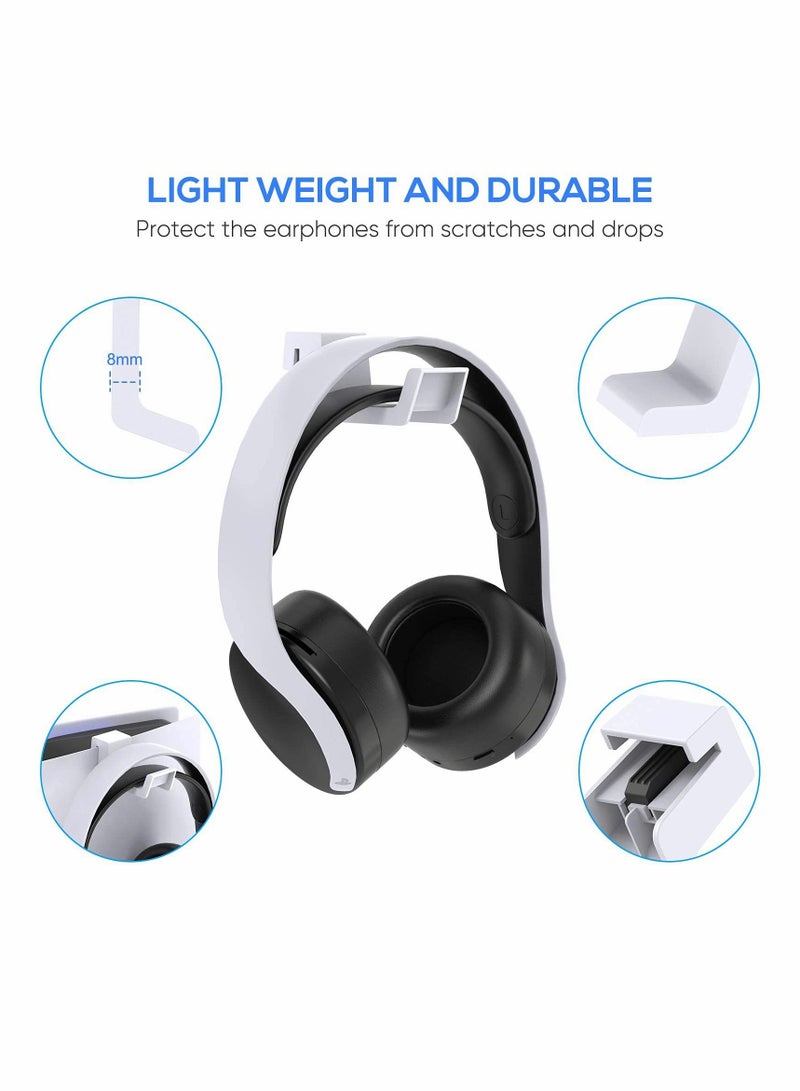 Excefore PS5 Headphone Holder, [Minimalist Design] Mini Headphone Hanger with Aluminum Supporting Bar, for Sony Playstation 5 Gaming Headset, White  - Image 2