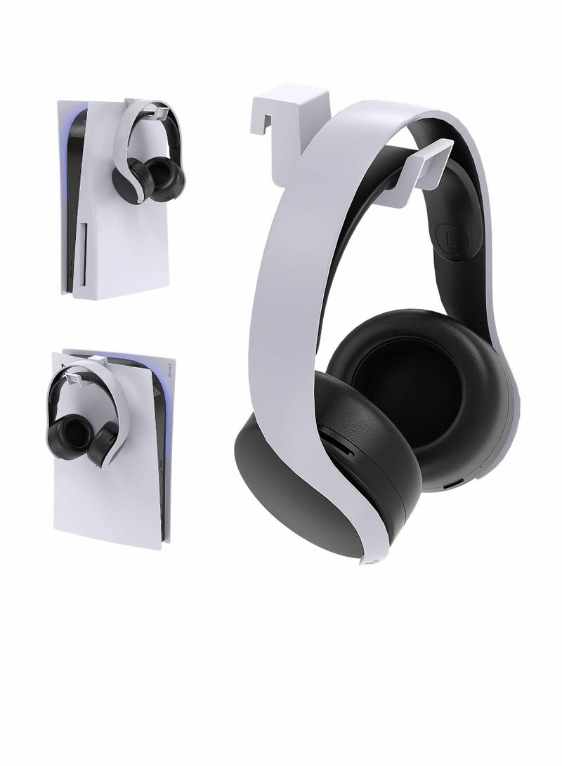 Excefore PS5 Headphone Holder, [Minimalist Design] Mini Headphone Hanger with Aluminum Supporting Bar, for Sony Playstation 5 Gaming Headset, White  - Image 1