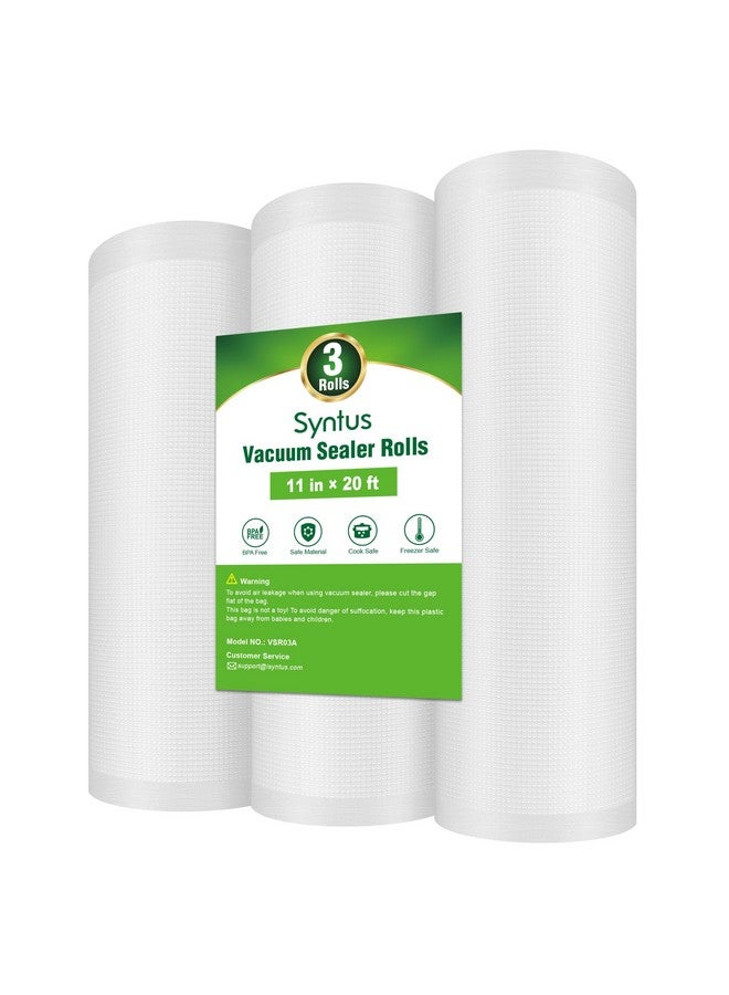 Syntus Vacuum Sealer Bags for Food,3 Rolls 11" x 20' Commercial Grade Bag Rolls, Food Vac Bags for Storage, Meal Prep or Sous Vide - Image 1