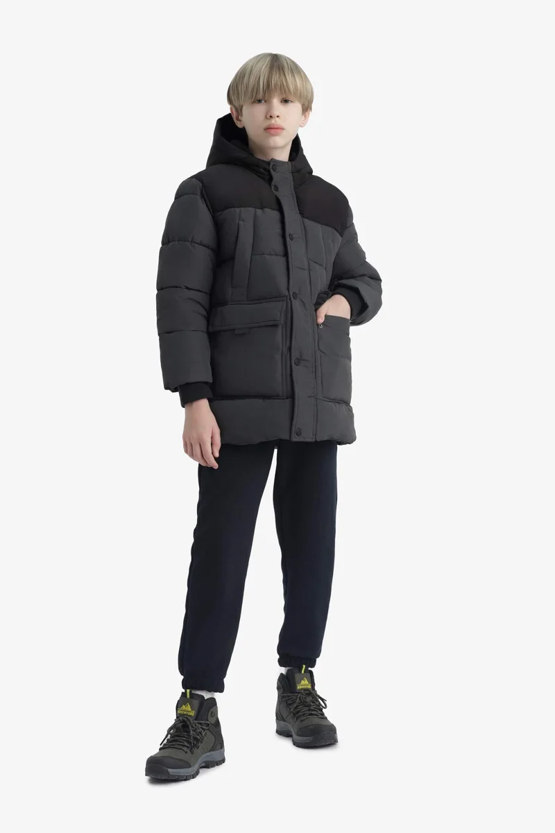 Defacto Boy Waterproof Hooded Fleece Lined Jacket