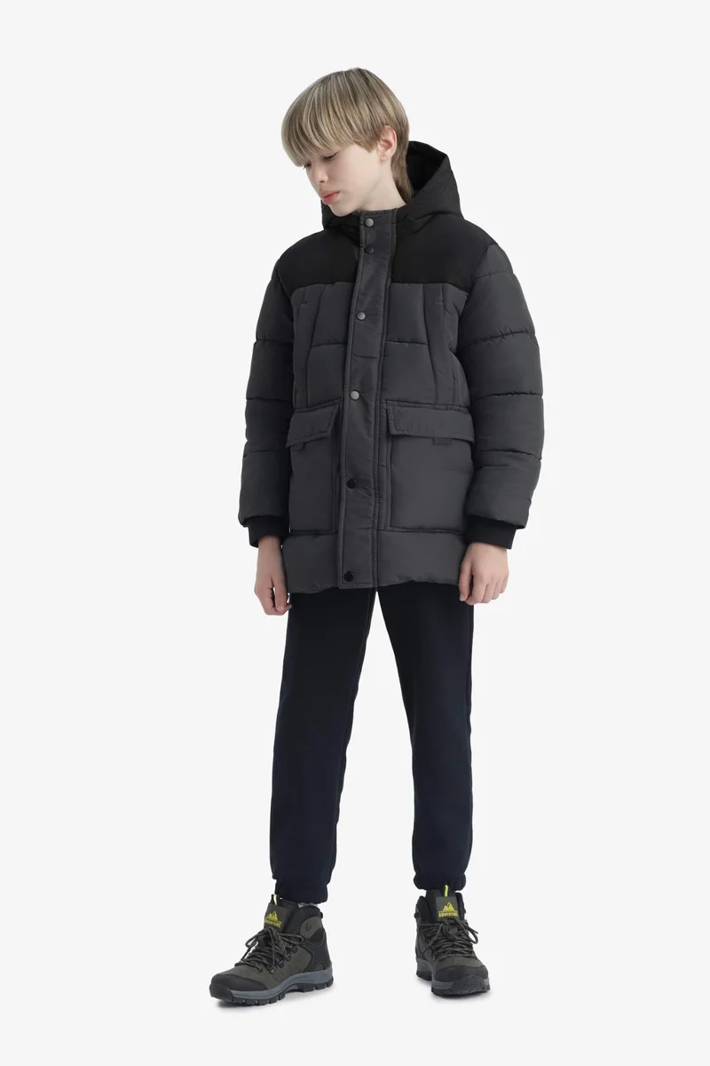 Defacto Boy Waterproof Hooded Fleece Lined Jacket