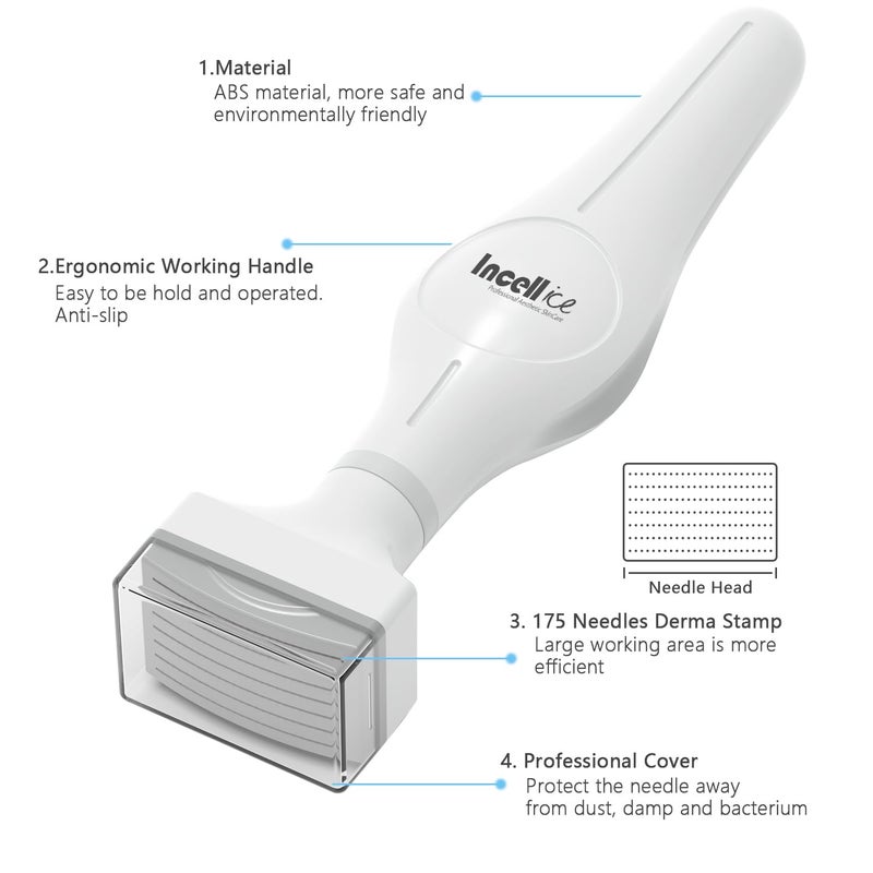 INCELLICE Derma Stamp, INCELLICE 175 Titanium Microneedle Stamp for Face, Derma Roller Stamper for Home Use - Image 2
