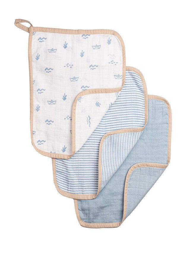 Masilo 100% Organic Muslin Baby Washcloth/Reusable, Absorbent and Extra Soft/Multipack for Infants and Toddlers/Pack of 3 - Boat - Image 3