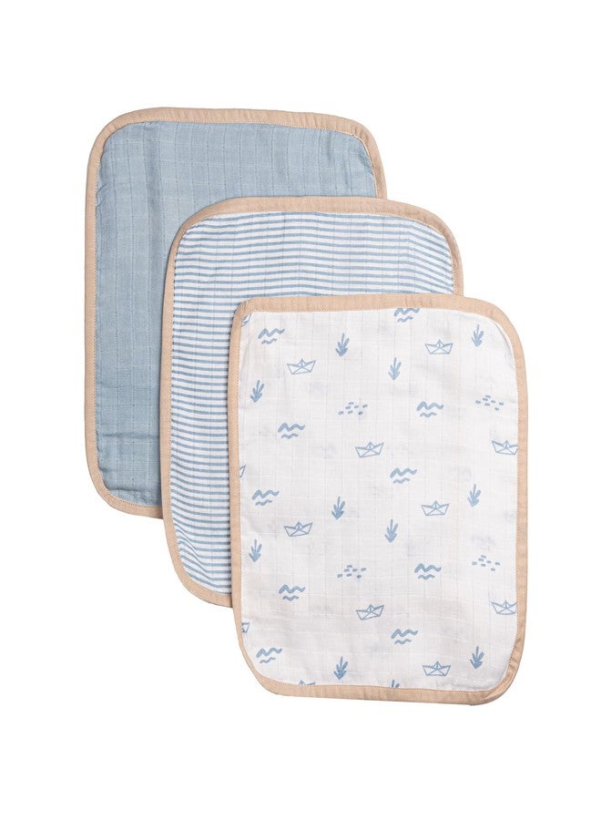 Masilo 100% Organic Muslin Baby Washcloth/Reusable, Absorbent and Extra Soft/Multipack for Infants and Toddlers/Pack of 3 - Boat - Image 2