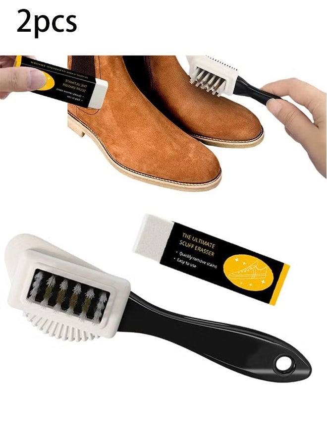 YJ 4 ways leather brush cleaner with rubber eraser ,suede shoe leather shoes boot cleaning brush kit - Image 1