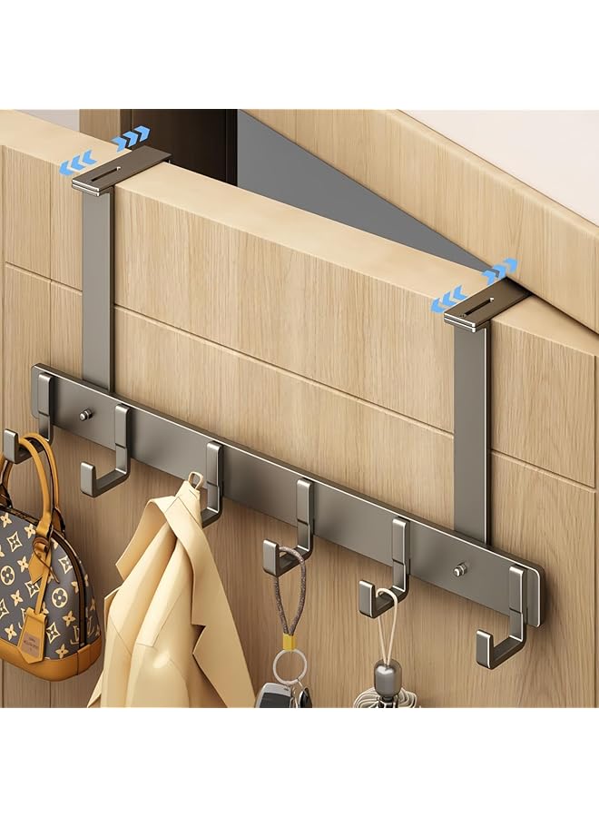 S-TOP Over The Door Hooks with 6 Hooks, Versatile Door Hanger for Clothes, Coats, Towels, Bags, Keys - Image 1