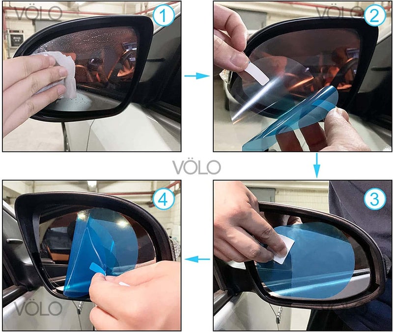 Volo Rainproof Car Rear View Mirror Protective Film, Anti Fog HD Side View Mirror Decal Anti Mist Anti Glare Anti Scratch Waterproof Clear Sticker for Car, Glass (100mmx145mm) - Pack of 2 pcs. - Image 5