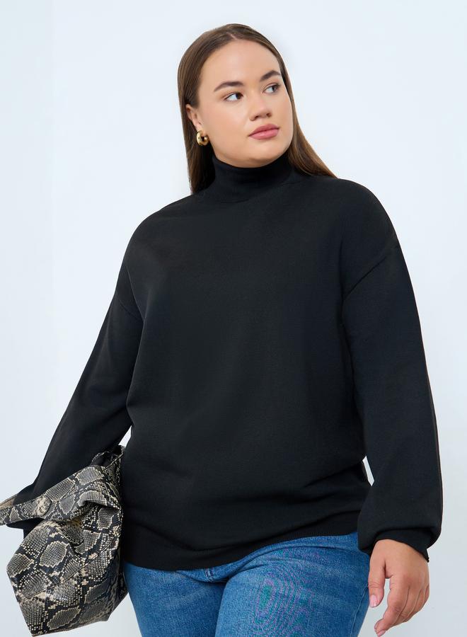 Styli Plus Size Black Turtleneck Sweater - Image 1