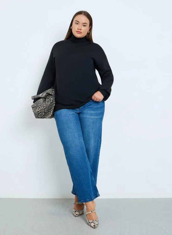 Styli Plus Size Black Turtleneck Sweater