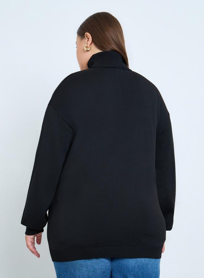 Styli Plus Size Black Turtleneck Sweater - Image 4