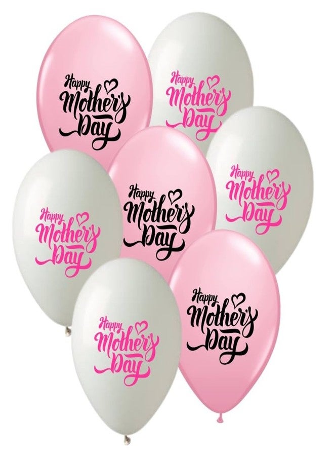 HK balloons Rubber 30 Pcs Celebrate This Mother'S Day With Our Best Mom Ever And Happy Mother'S Day Balloons Pack Of 30 Pink & White Balloons (Mother'S Day Printed Balloons Pack Of-30)