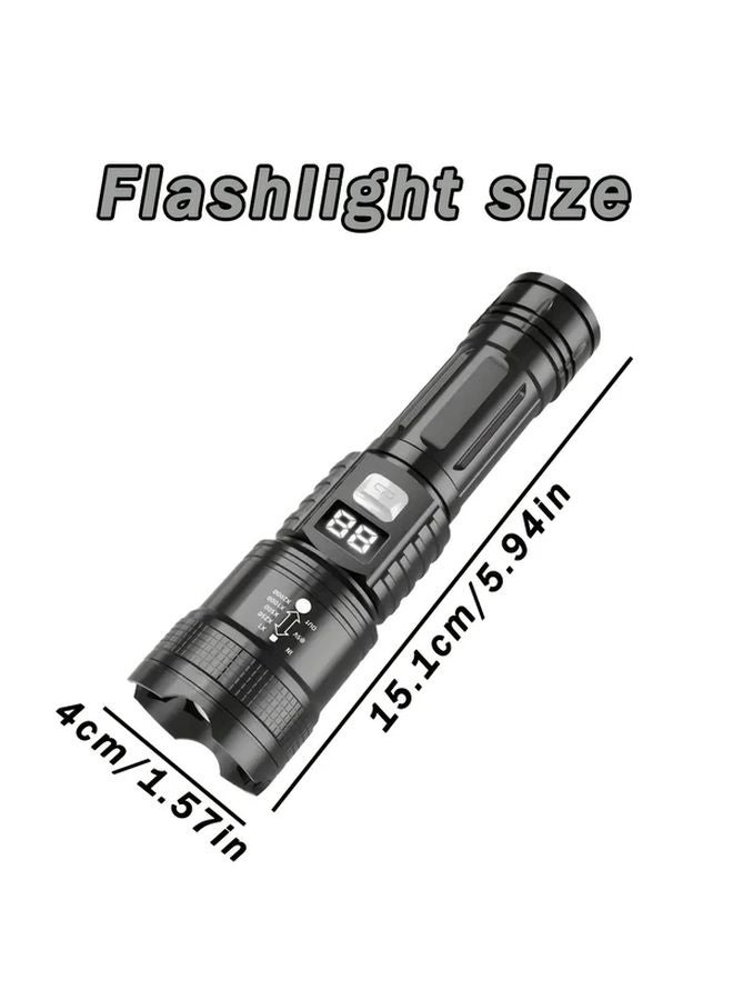 Black Digital Display Tactical LED Flashlight USB C Rechargeable With 3 Modes - Image 4