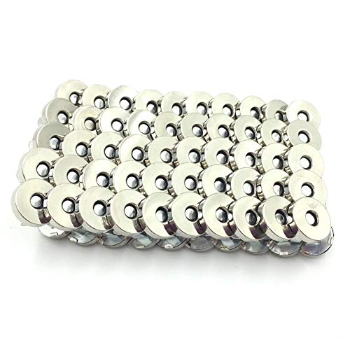 Vafon 100 Sets Silver Tone Magnetic Purse Snap Clasps Button/Great for Closure Purse Handbag Clothes Sewing Craft No Tools Required 14mm (14YIN100) - Image 1