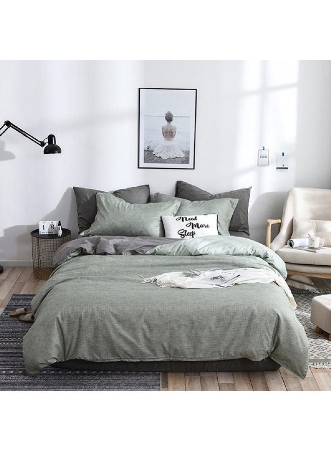 NIBEMINENT 4-Piece Single Size Luxurious Cotton Comforter Set Microfiber Green 220x240cm  - Image 1