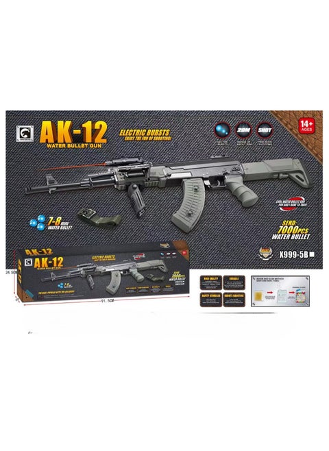 AKM 12 Automatic Toy Machine Gun – Long Range AK 47 Water Bullet Electric Simulation Sniper Gun with Quadruple Telescope